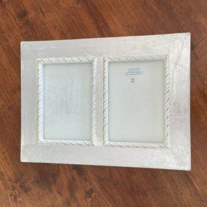 Silver Rope Distressed Wooden Double Frame